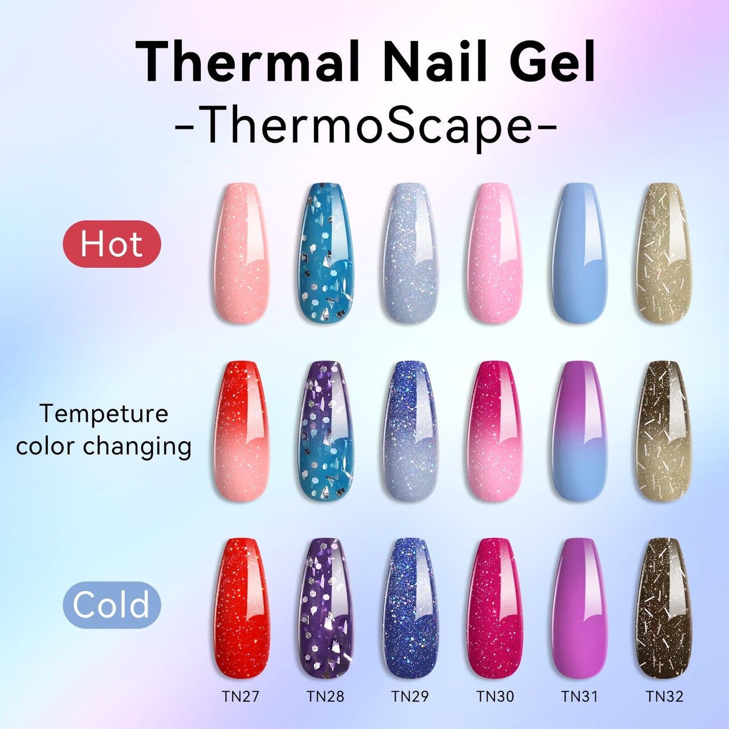 6 Colors Temperature-changing Gel Polish Set T17 ThermoScape 7ml