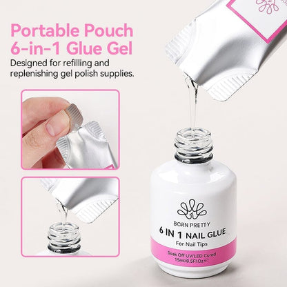 2pcs Set 6 in 1 Nail Glue Gel Polish 15ml
