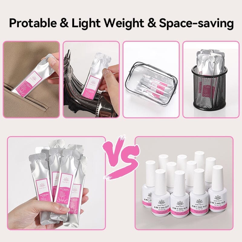 3pcs 6 in 1 Nail Glue Gel 15ml (Bag)