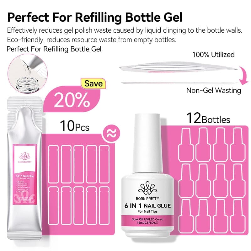 4pcs Set 6 in 1 Nail Glue Gel Polish 15ml