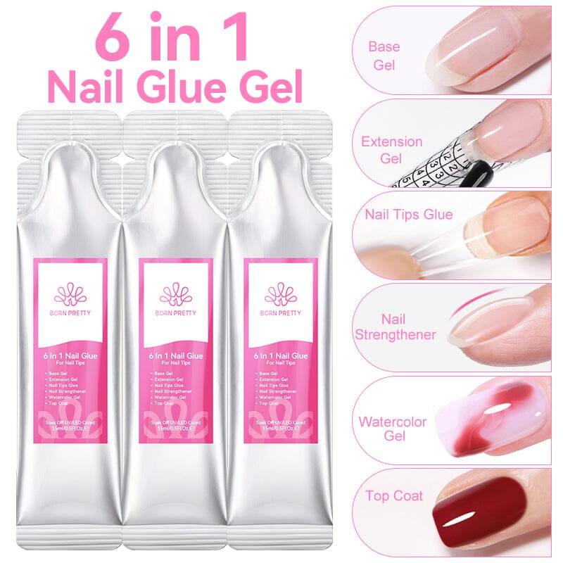 3pcs 6 in 1 Nail Glue Gel 15ml (Bag)