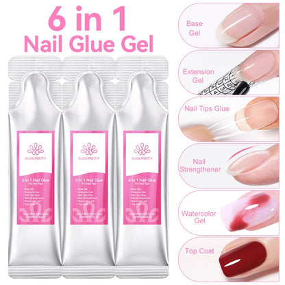 3pcs 6 in 1 Nail Glue Gel 15ml (Bag)