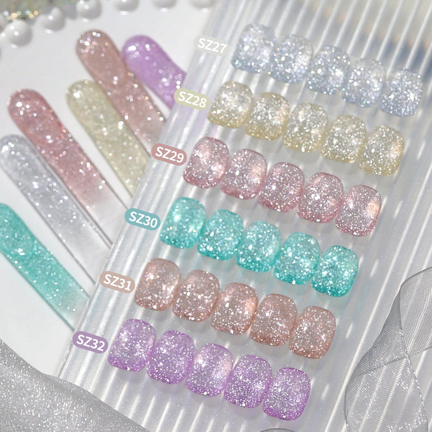 6 Colors Reflective Glitter Gel Polish Set T20 Carat Mirage 7ml