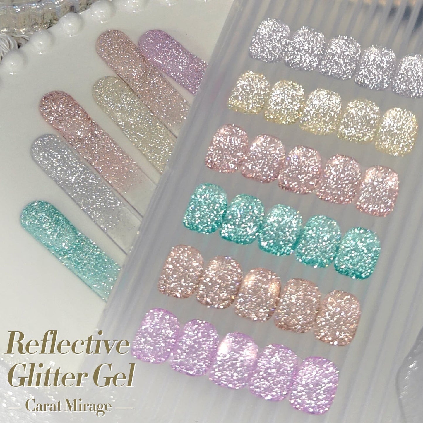 6 Colors Reflective Glitter Gel Polish Set T20 Carat Mirage 7ml