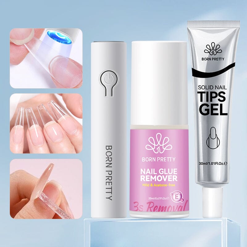 Mini Hand Light & Solid Nail Tips Gel & Nail Glue Remover