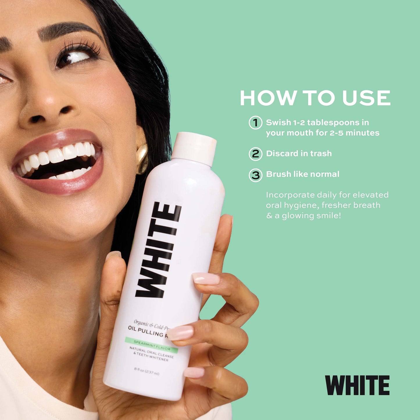 Spearmint Oil Pulling Rinse —Natural Oral Cleanse & Teeth Whitener