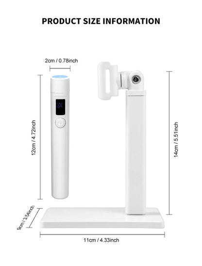 Pink LED Nail Lamp Kit – Handheld UV Light with 360° Rotating Stand for Gel Nails & Tips