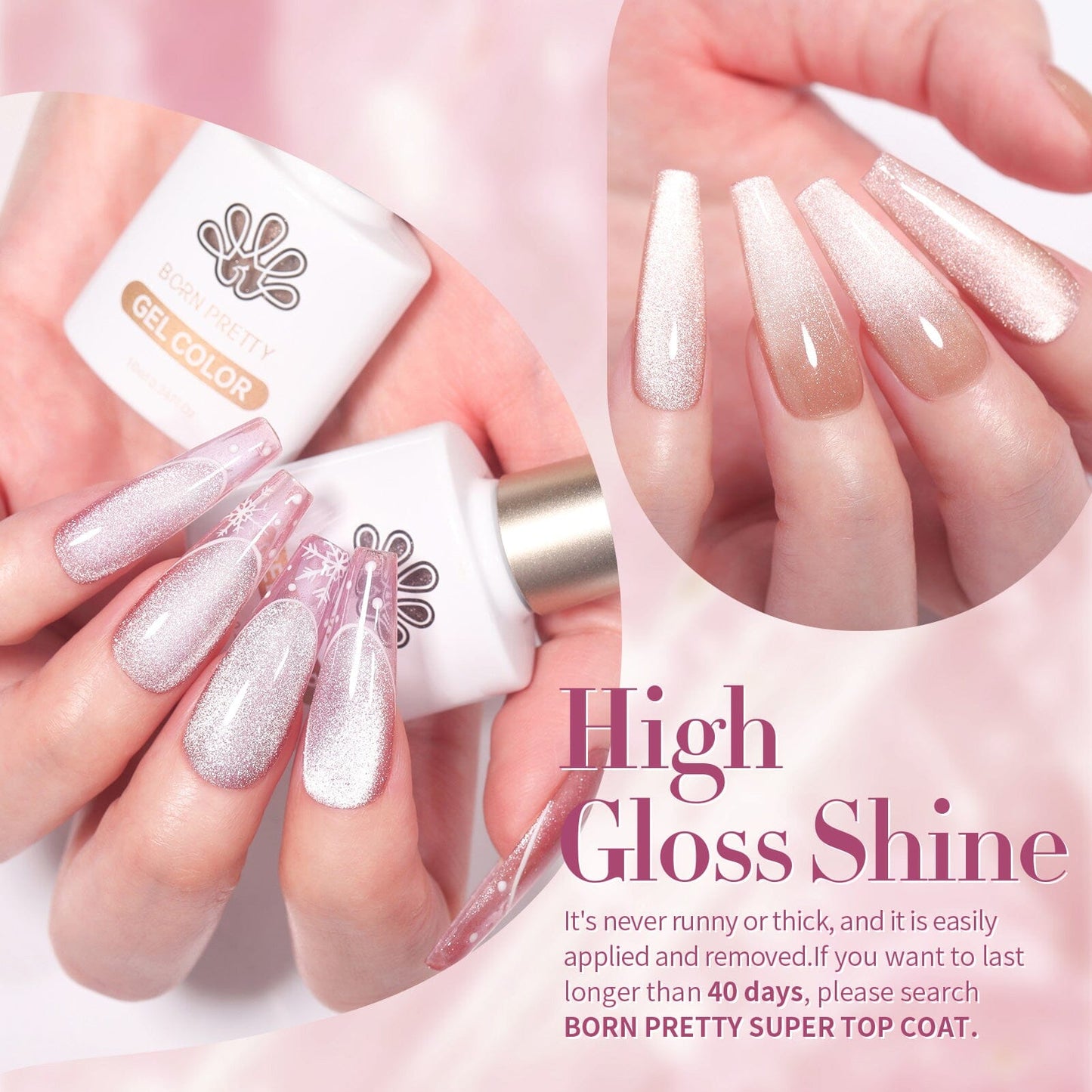 6 Colors Jelly Pink Snowlight Cat Magnetic Gel Polish Set 10ml