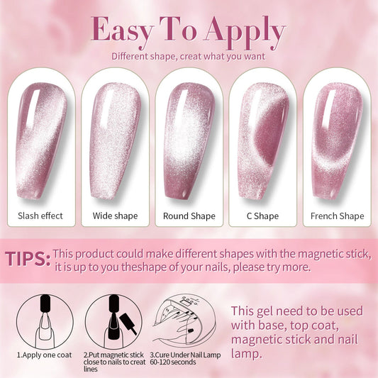 6 Colors Jelly Pink Snowlight Cat Magnetic Gel Polish Set 10ml