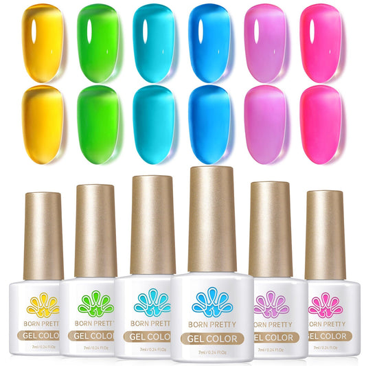 6 Colors Ice Jelly Gel Polish Set Summer Soda 7ml