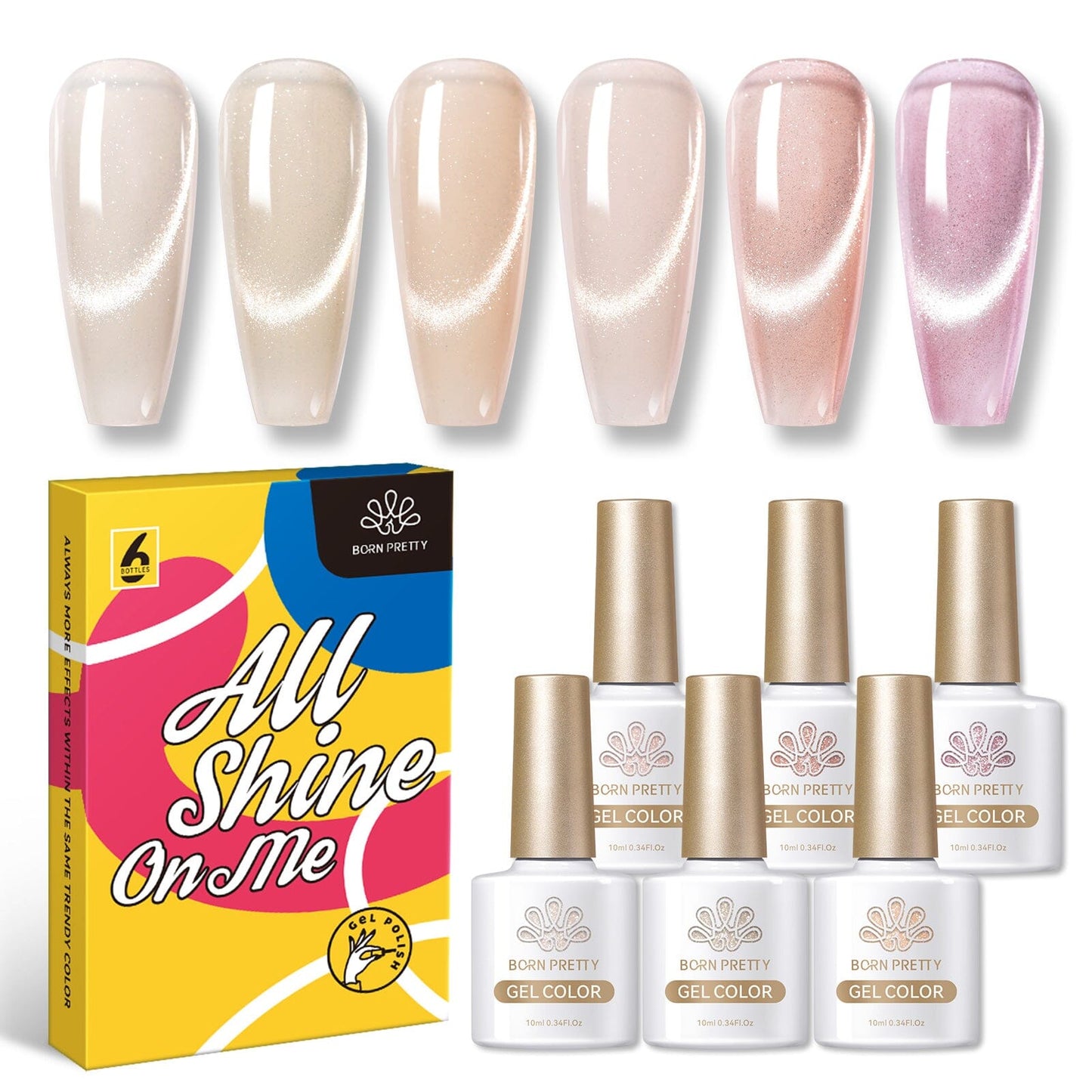 6 Colors Jelly Pink Snowlight Cat Magnetic Gel Polish Set 10ml