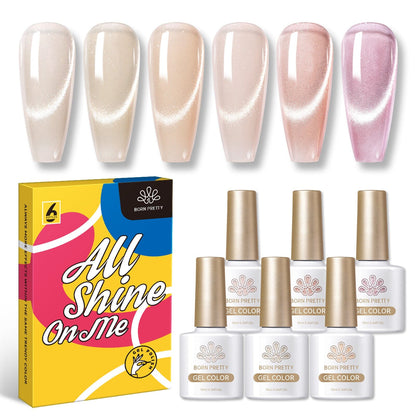 6 Colors Jelly Pink Snowlight Cat Magnetic Gel Polish Set 10ml