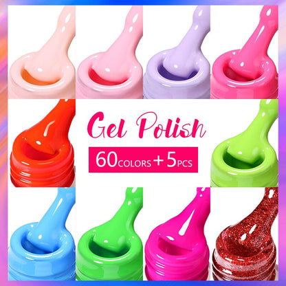 60 Colors Gel Polish Set #01 with 5pcs Base Top Coat 10ml