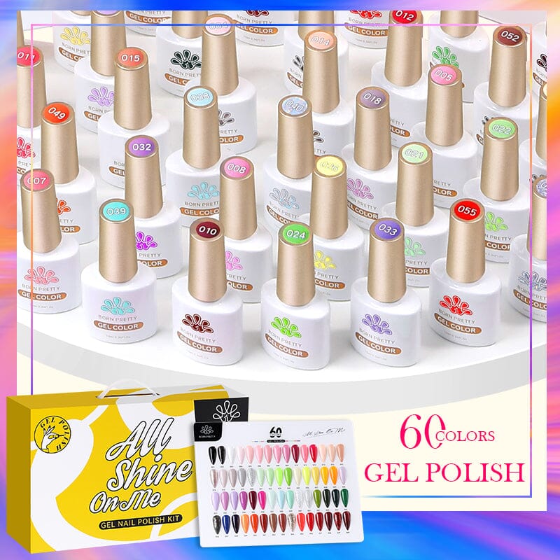 60 Colors Gel Polish Set #01 with 5pcs Base Top Coat 10ml