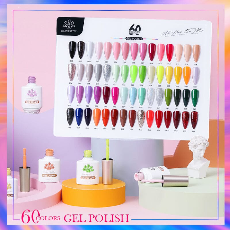 60 Colors Gel Polish Set #01 with 5pcs Base Top Coat 10ml