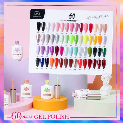 60 Colors Gel Polish Set #01 with 5pcs Base Top Coat 10ml