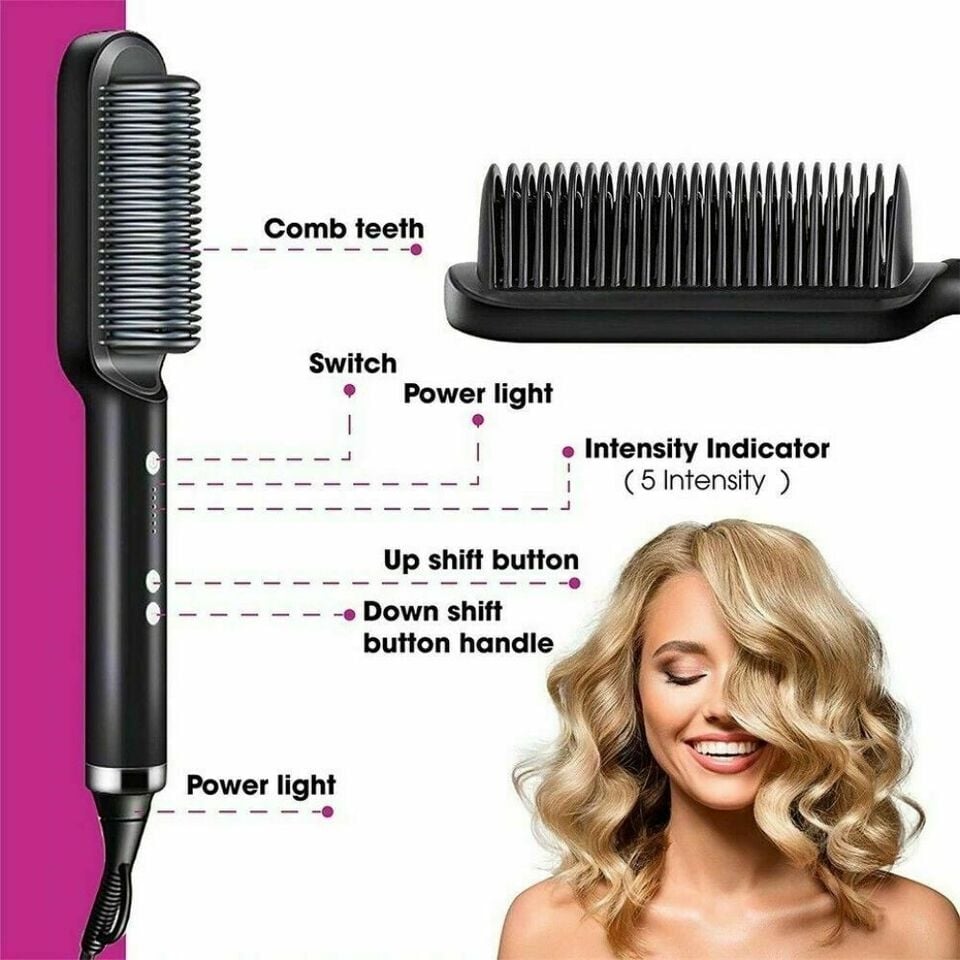 😍 2 in 1 Negative Ion Hair Straightener Styling Comb