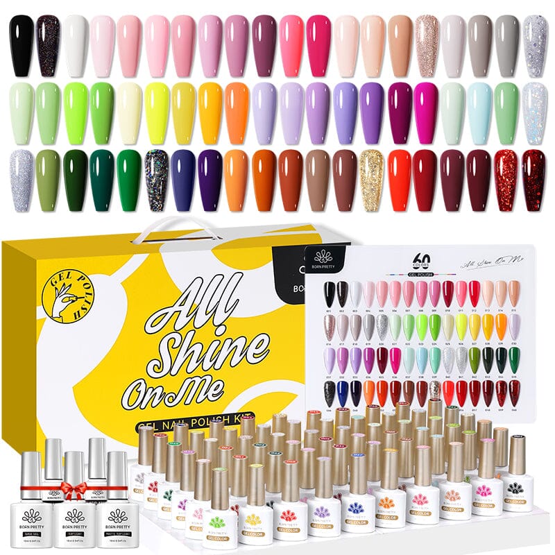 60 Colors Gel Polish Set #01 with 5pcs Base Top Coat 10ml