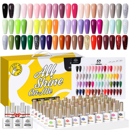 60 Colors Gel Polish Set #01 with 5pcs Base Top Coat 10ml
